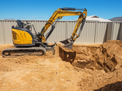 construction site choose location of your swimming pool